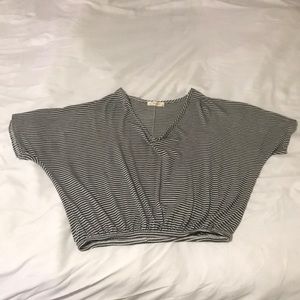 Gray Striped Crop Top